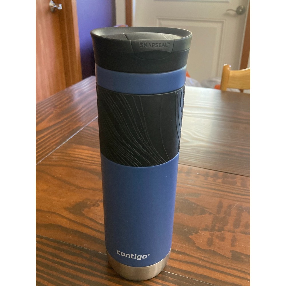 2019 Travel Mug Contigo‎ Blue Stainless Steel SnapSeal Coffee Cup - Picture 2 of 9